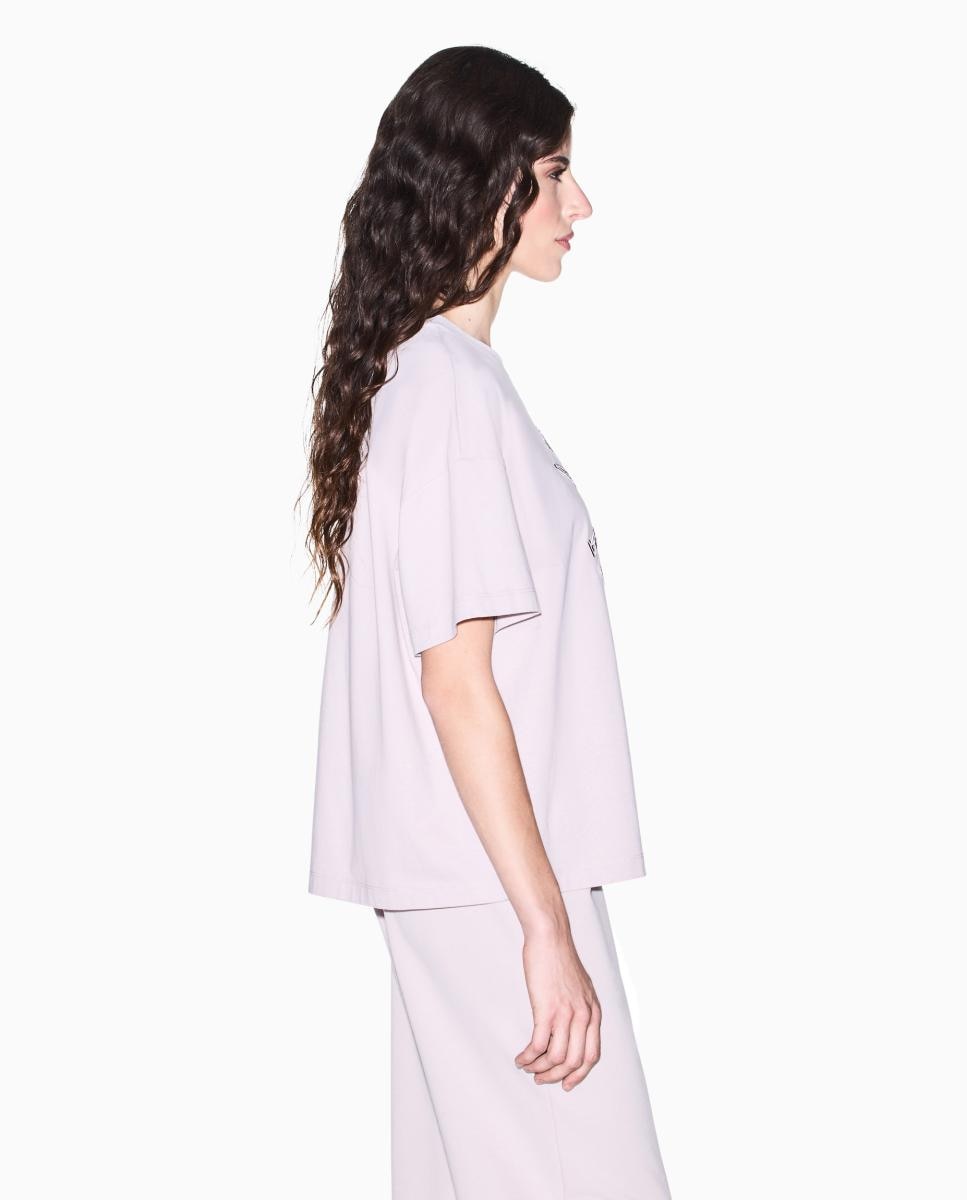 T-shirt Boxy Fit com Logótipo Bordado Lilás-2