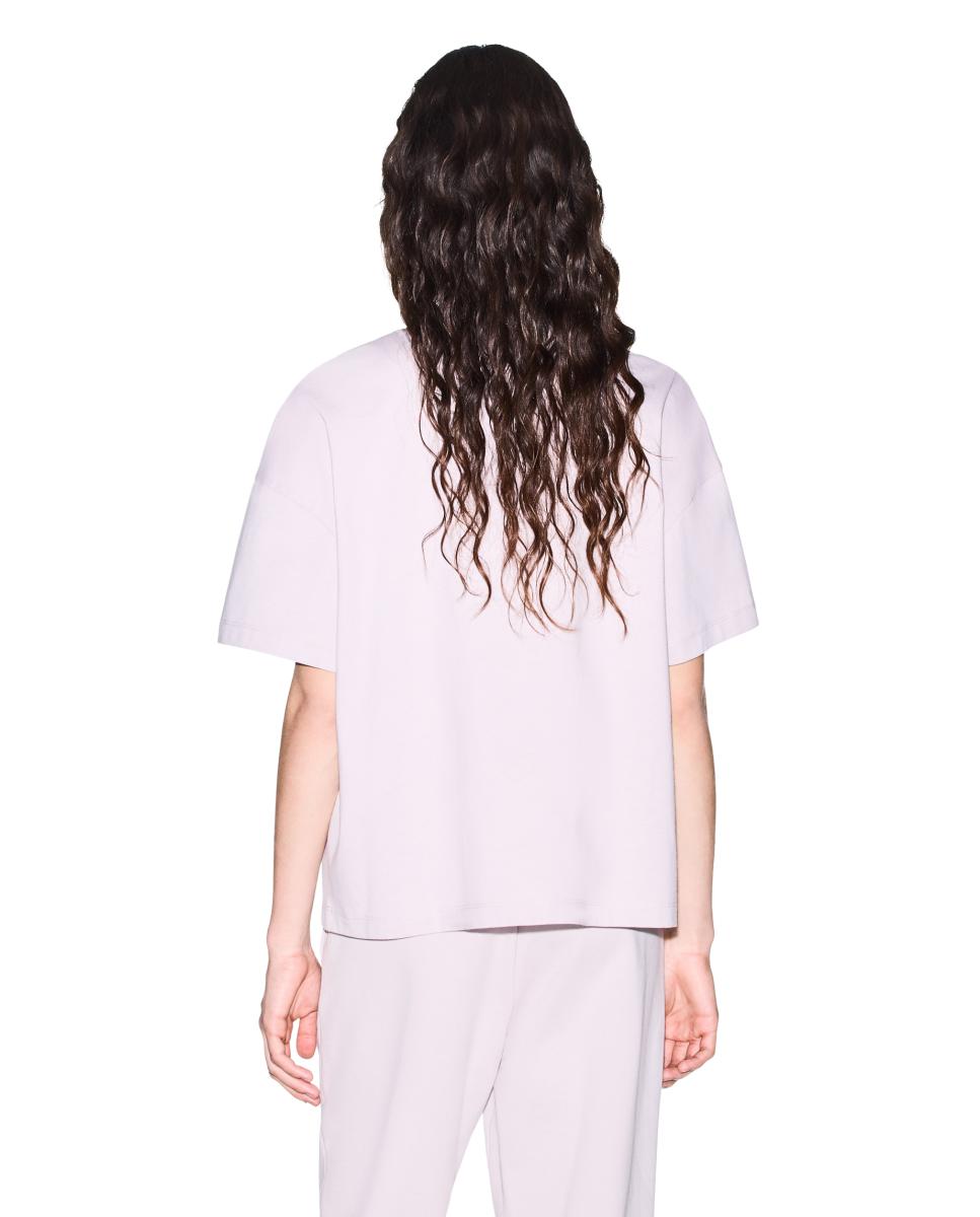 T-shirt Boxy Fit com Logótipo Bordado Lilás-3