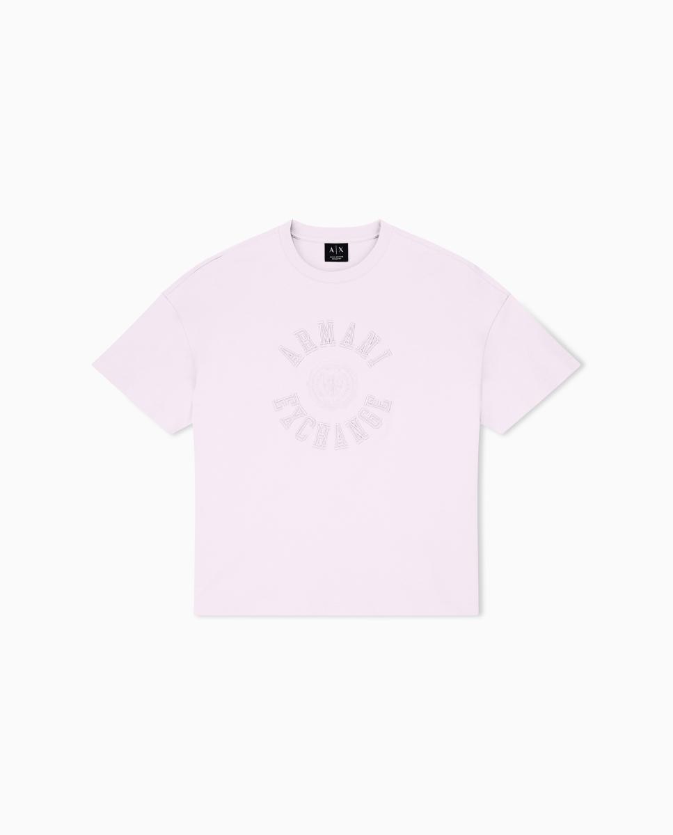 T-shirt Boxy Fit com Logótipo Bordado Lilás-6