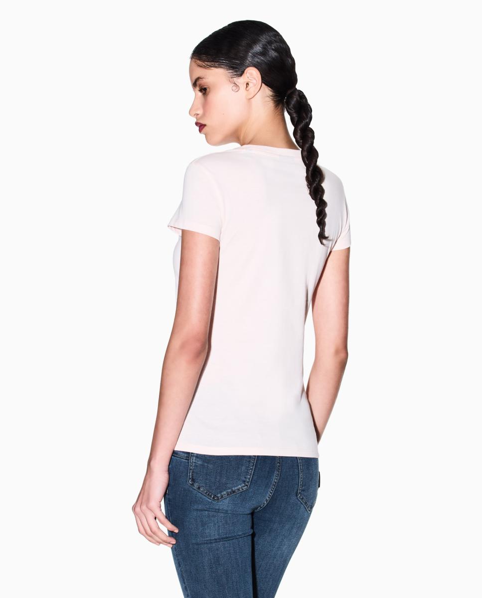 T-shirt de mulher com logótipo de lantejoulas Rosa-claro-2