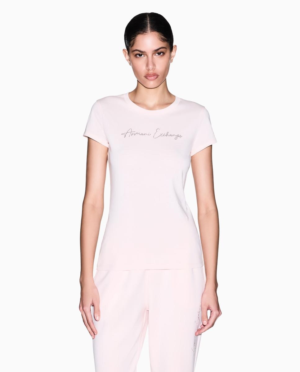 T-shirt de Manga Curta Slim Fit Rosa-claro-1