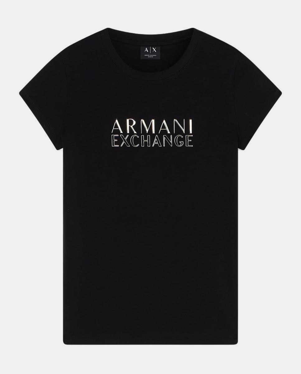 T-shirt de Manga Curta com Logótipo Metalizado Preto-4