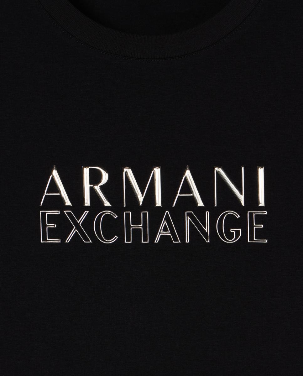 T-shirt de Manga Curta com Logótipo Metalizado Preto-6