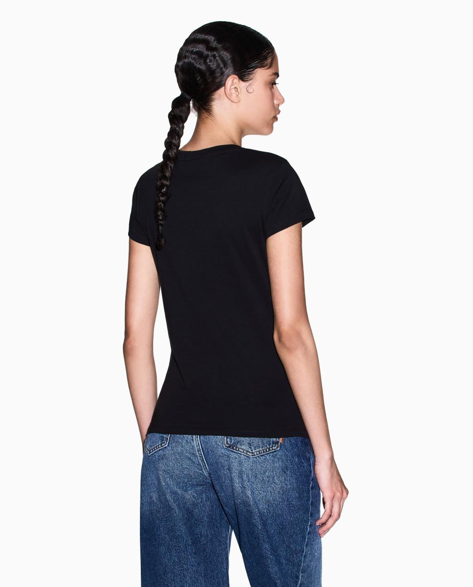 T-shirt Slim Fit com Logótipo em Relevo Preto-2