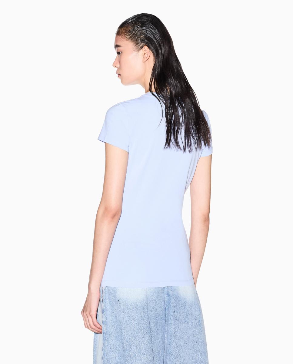 T-shirt Slim Fit com Logótipo Azul-claro-2