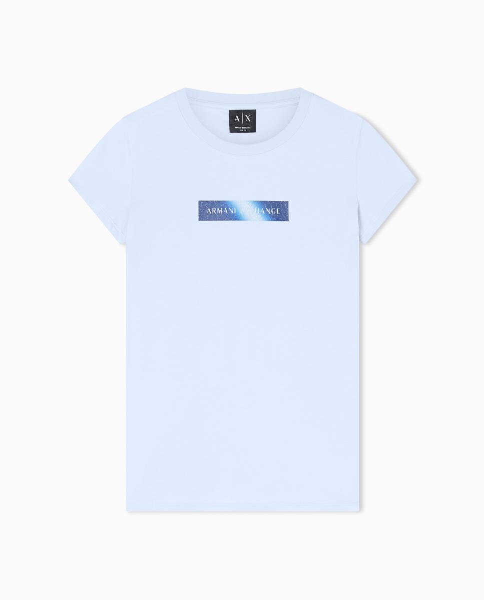 T-shirt Slim Fit com Logótipo Azul-claro-5