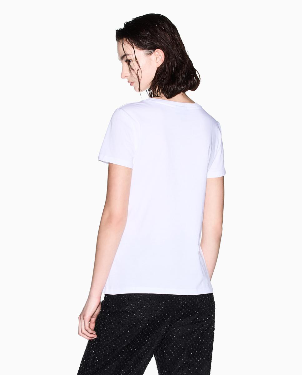 T-shirt Regular Fit com Logótipo em Pedraria Branco-3