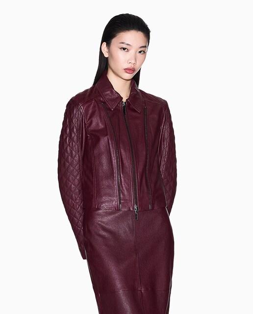 Imagem 0 de Blusão Biker em Pele com Fecho de Correr