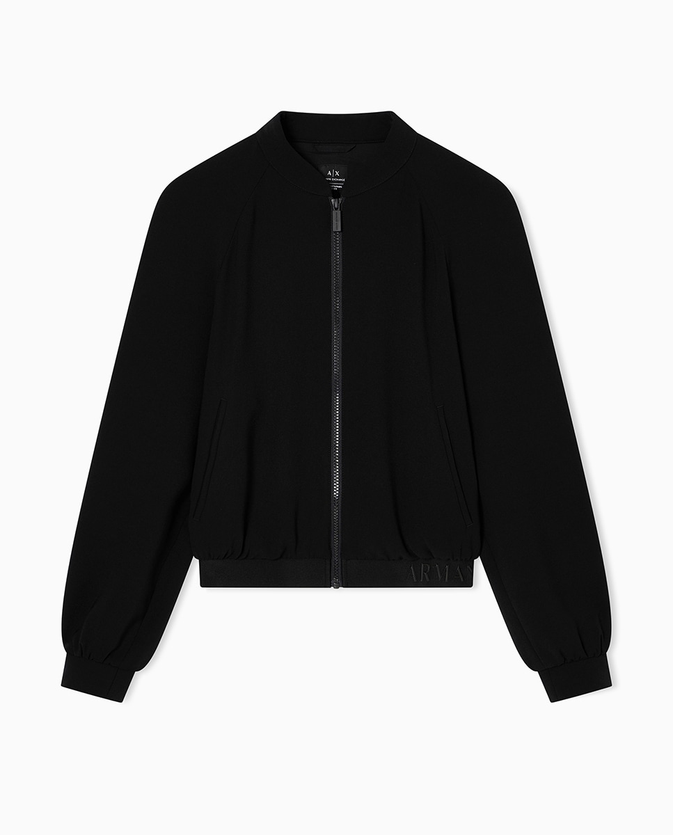 Blusão Bomber com Fecho de Correr e Elástico na Parte Inferior Preto-5