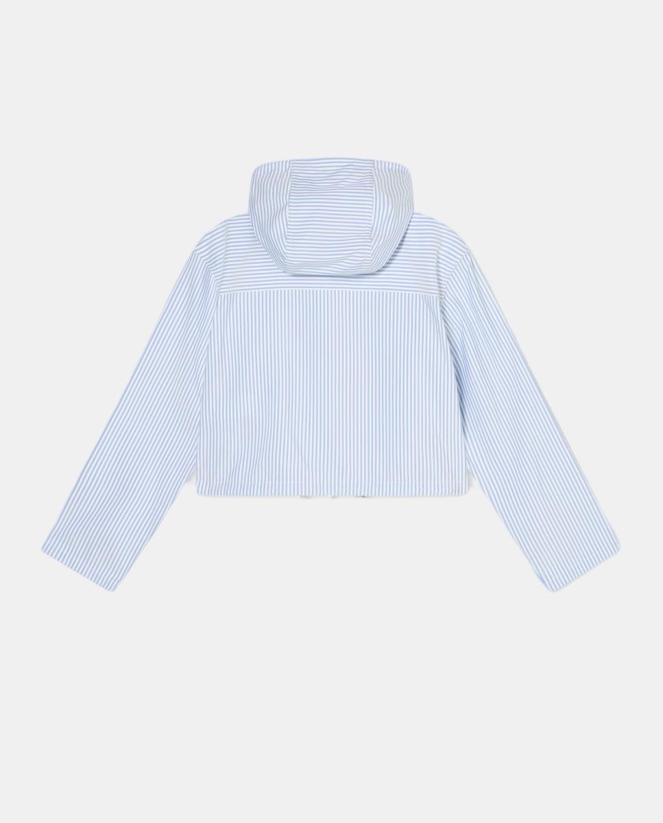 Corta-Vento Curto com Capuz às Riscas Azul-claro-3