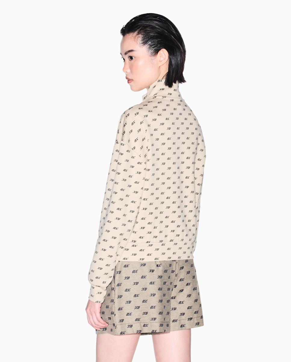 Sweatshirt Estilo Bomber com Fecho de Correr Bege-2