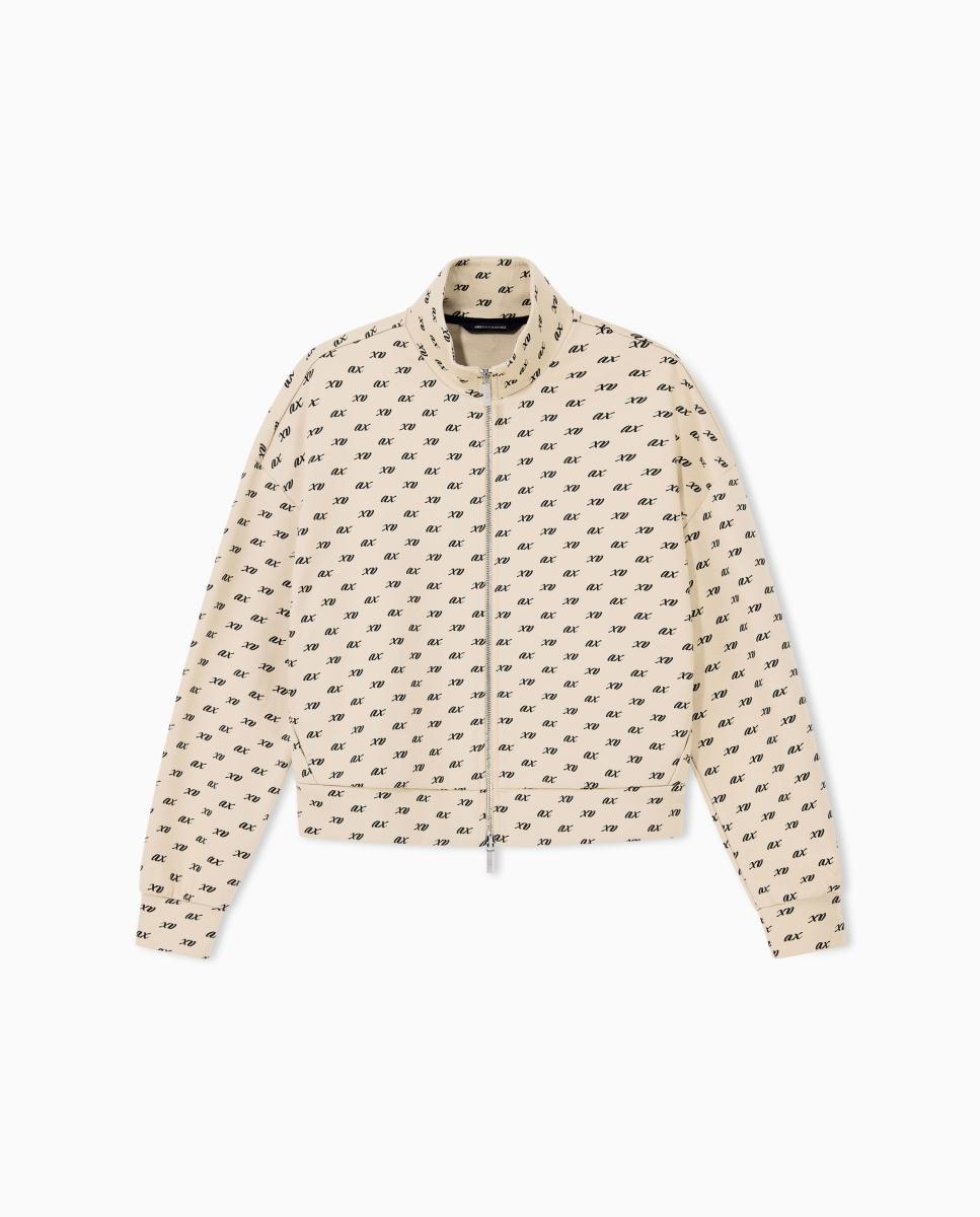 Sweatshirt Estilo Bomber com Fecho de Correr Bege-5