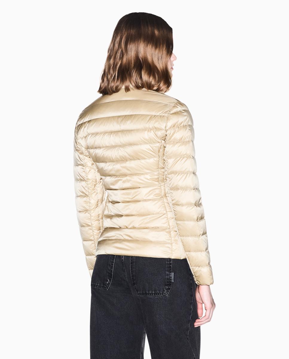 Plumífero de mujer guateado en pluma real - Armani Exchange - Rosa claro Beige-3