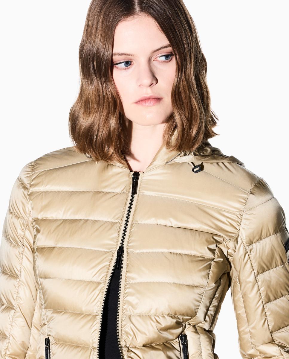 Plumífero de mujer guateado en pluma real - Armani Exchange - Rosa claro Beige-4