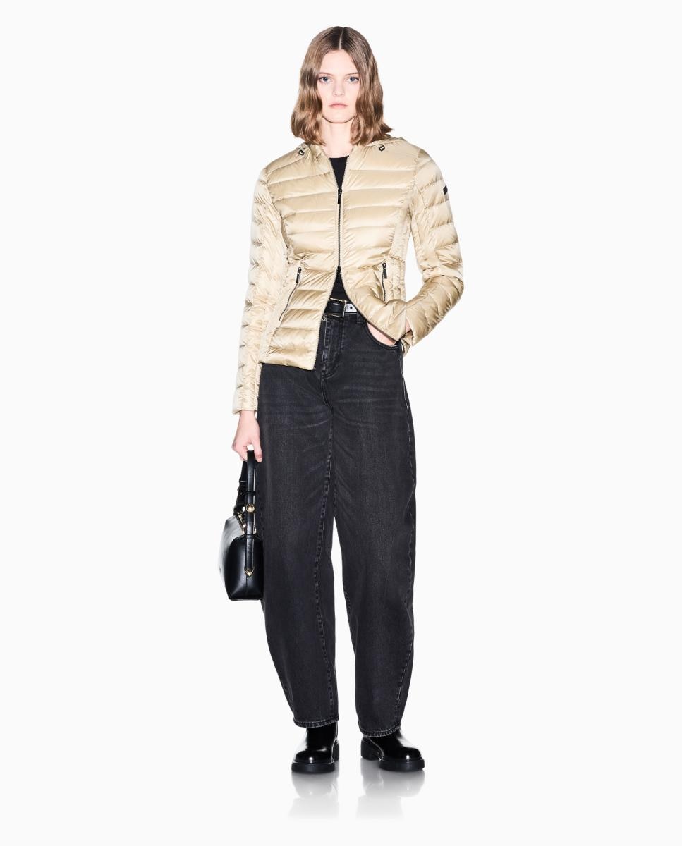 Plumífero de mujer guateado en pluma real - Armani Exchange - Rosa claro Beige-5