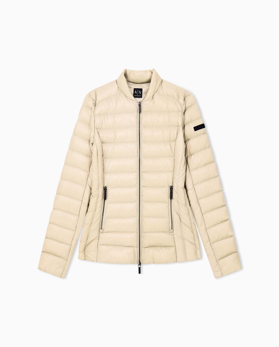 Plumífero de mujer guateado en pluma real - Armani Exchange - Rosa claro Beige-6