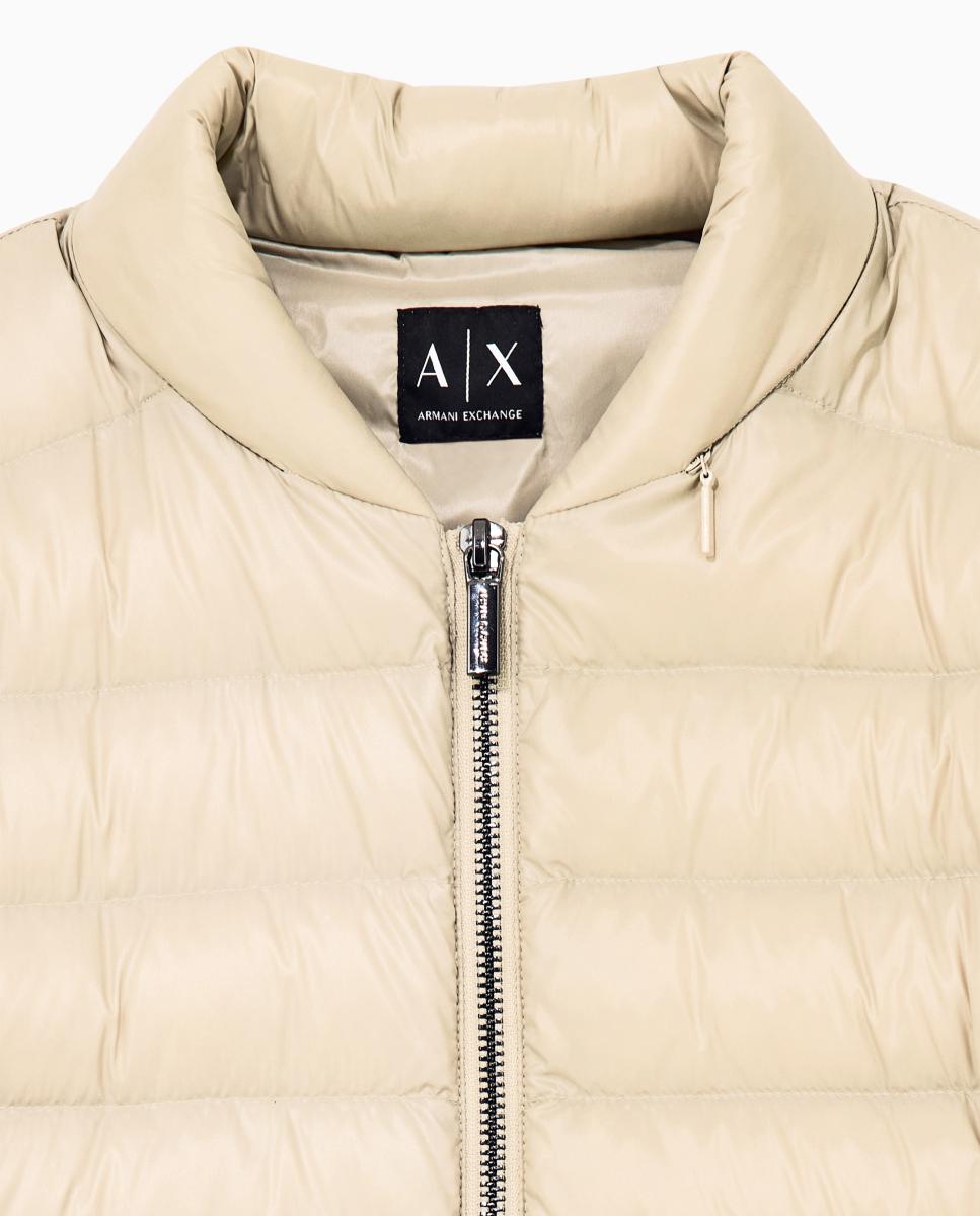 Plumífero de mujer guateado en pluma real - Armani Exchange - Rosa claro Beige-8
