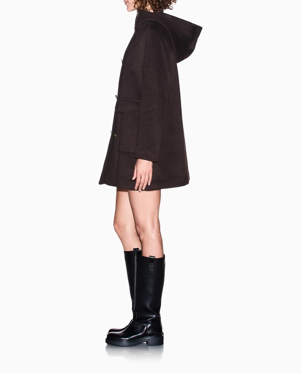 Imagen 2 de Abrigo de mujer de lana con capucha - Armani Exchange - Marrón oscuro Marrón oscuro
