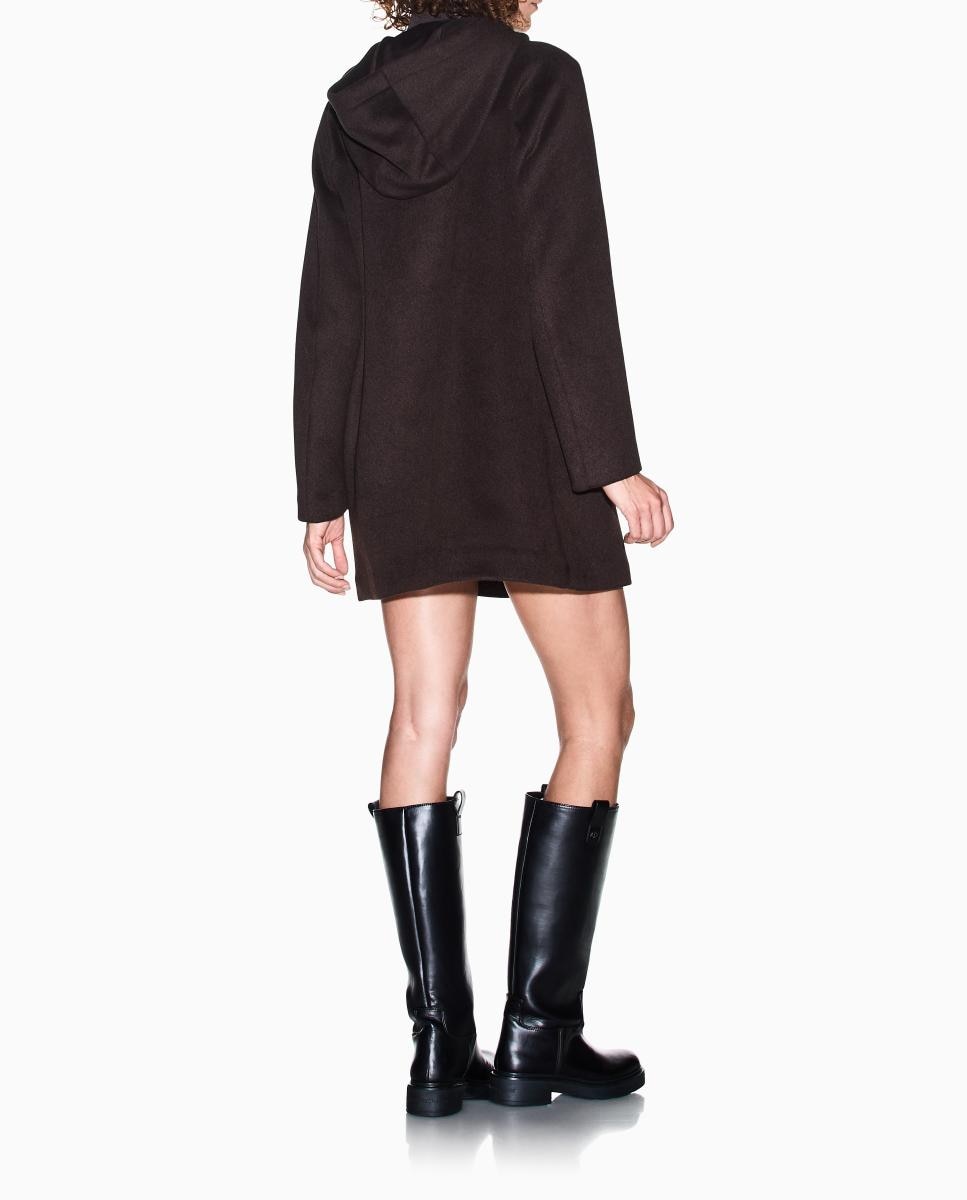 Imagen 4 de Abrigo de mujer de lana con capucha - Armani Exchange - Marrón oscuro Marrón oscuro