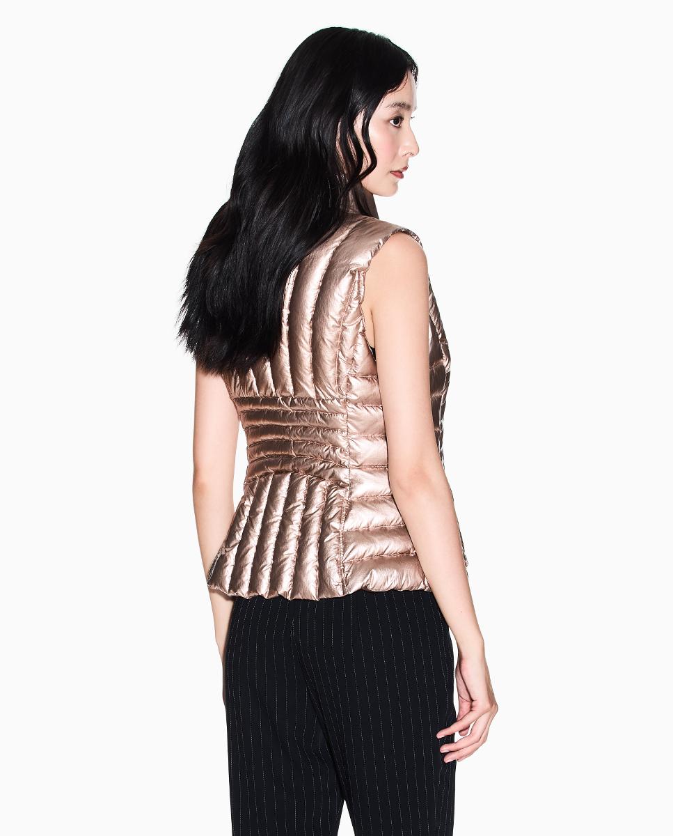 Colete Acolchoado de Efeito Metálico Rosa-2