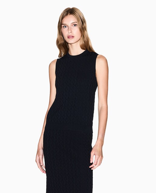 Imagem 0 de Top de Malha de Viscose sem Mangas e com Logótipo Jacquard