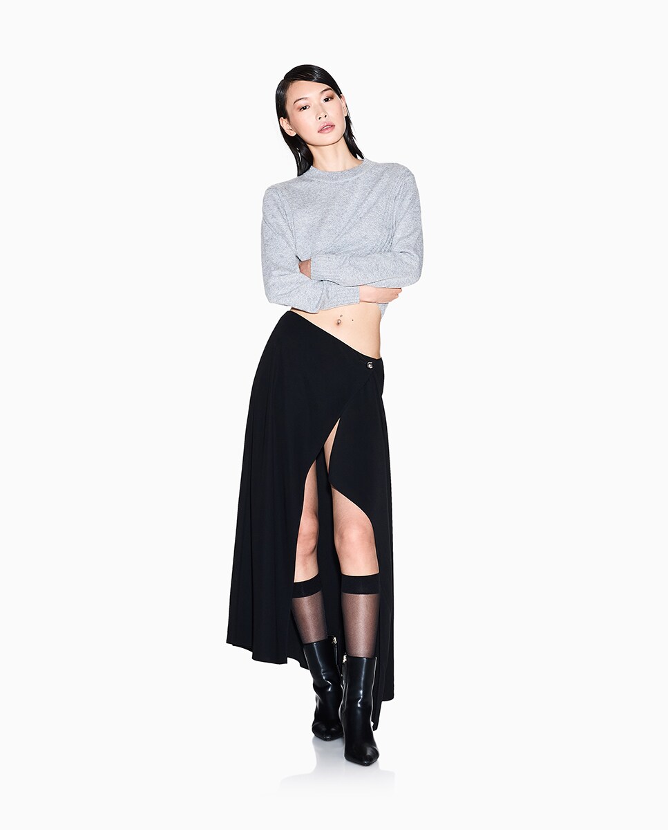 Camisola de Malha com Decote Redondo e Fios Metalizados Prata-4