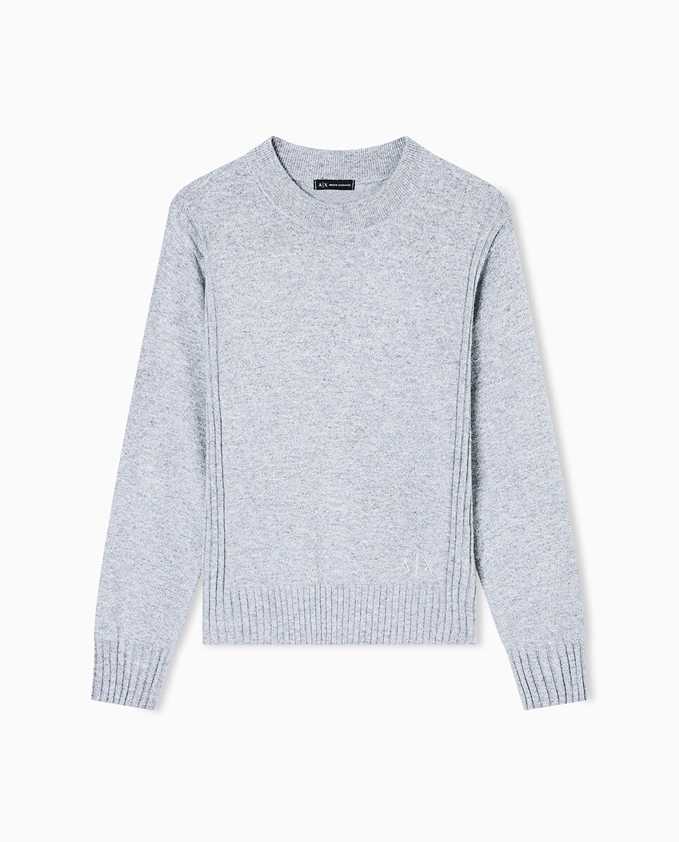 Camisola de Malha com Decote Redondo e Fios Metalizados Prata-5