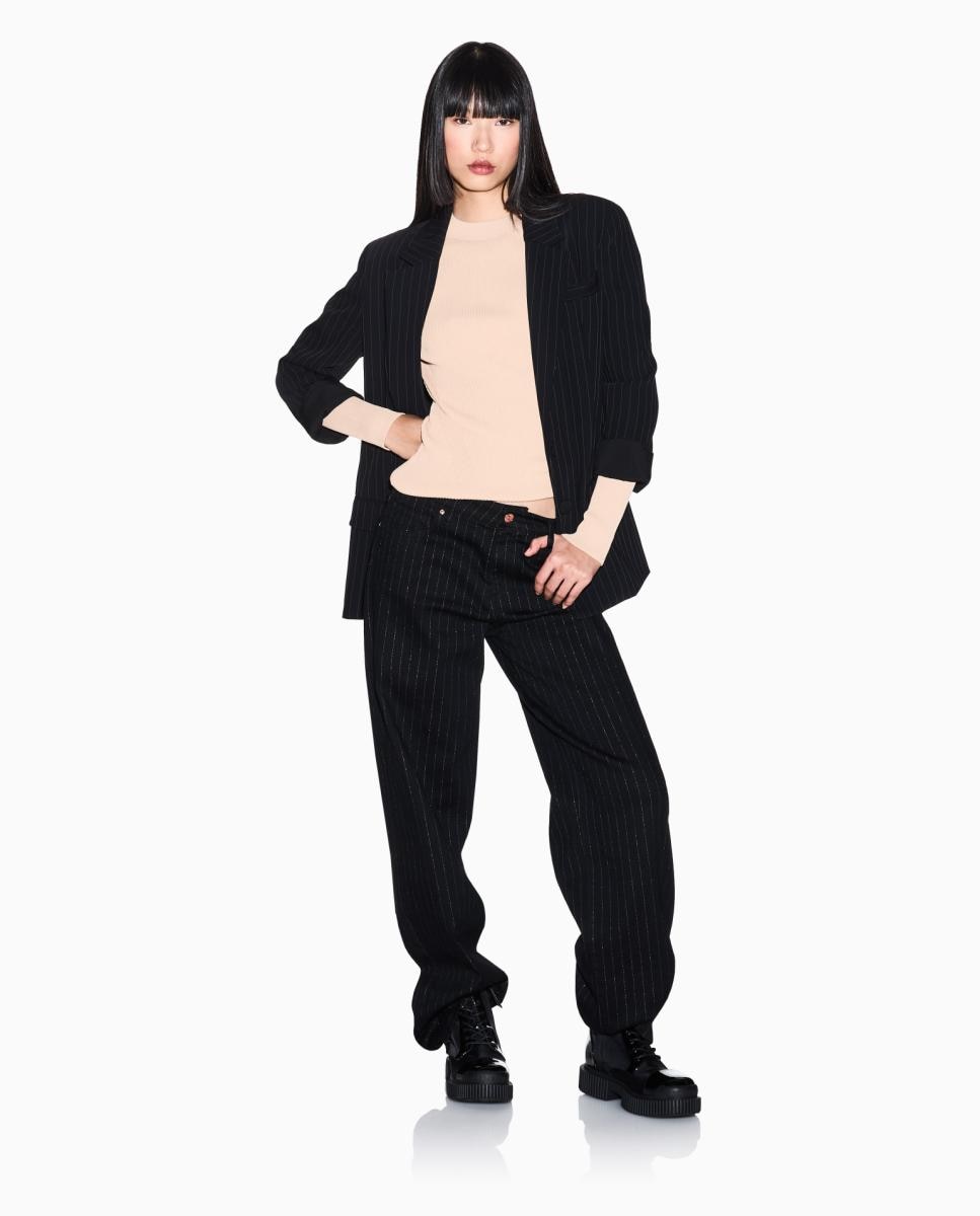 Camisola de Malha de Viscose com Decote Redondo Bege-4