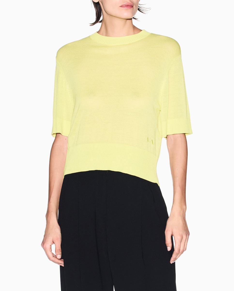 Armani Exchange - Jersey de mujer con lino manga corta.