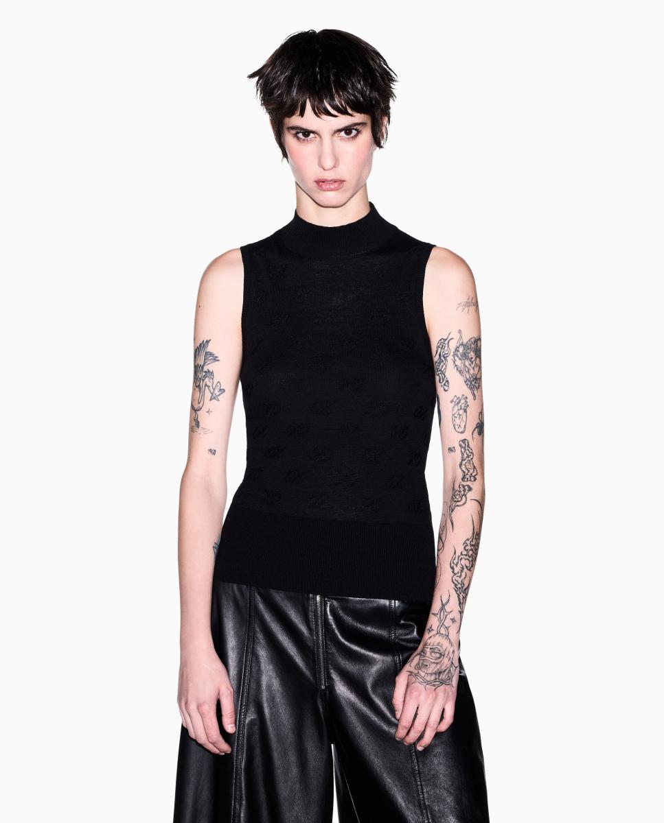 Armani Exchange - Jersey de mujer sin mangas estampado multilogo al tono.