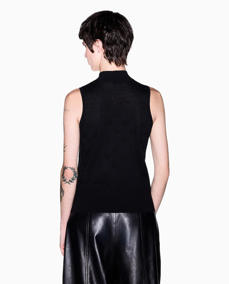 Camisola de Malha sem Mangas com Estampado Multilogo no Tom Preto-2