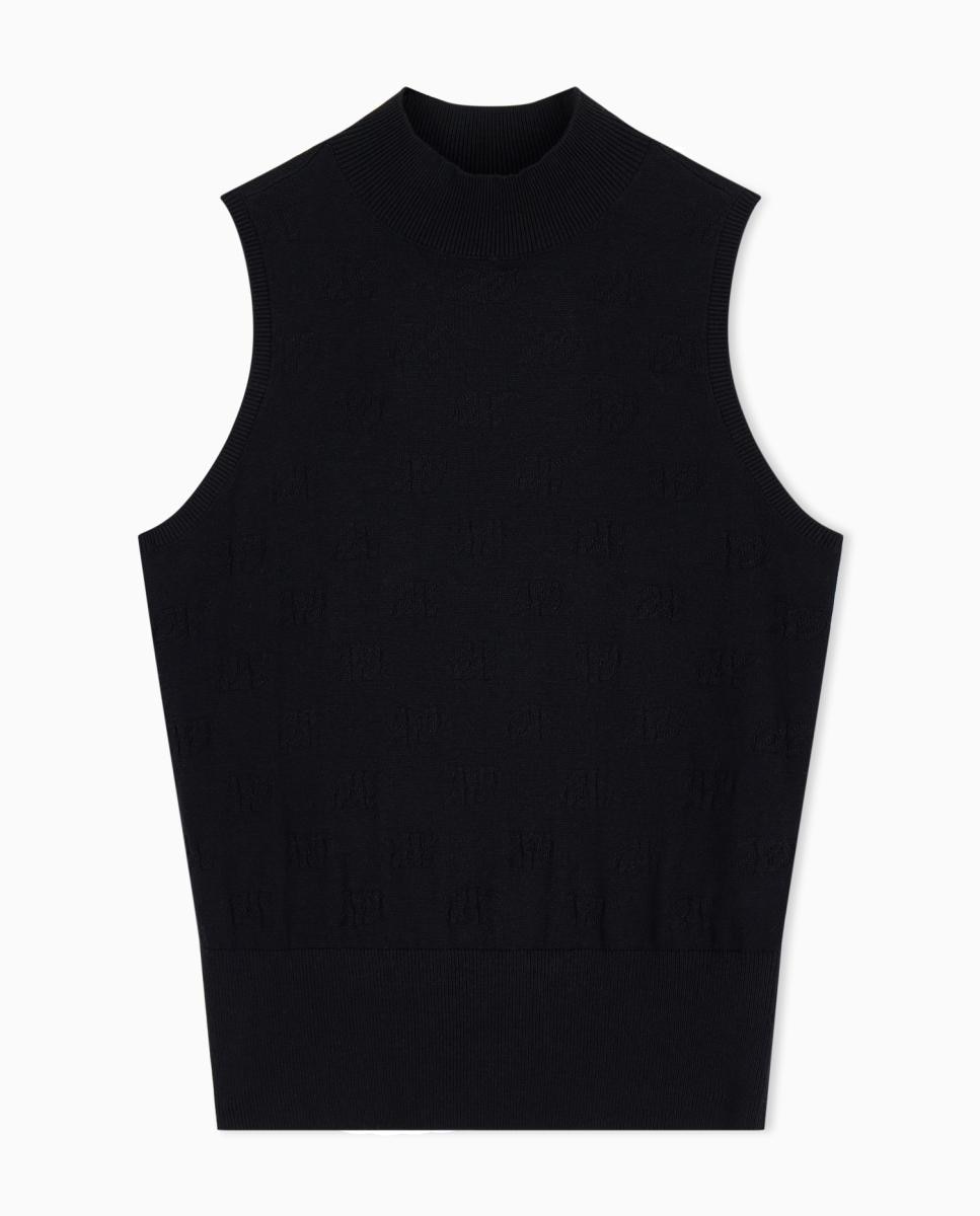 Camisola de Malha sem Mangas com Estampado Multilogo no Tom Preto-5