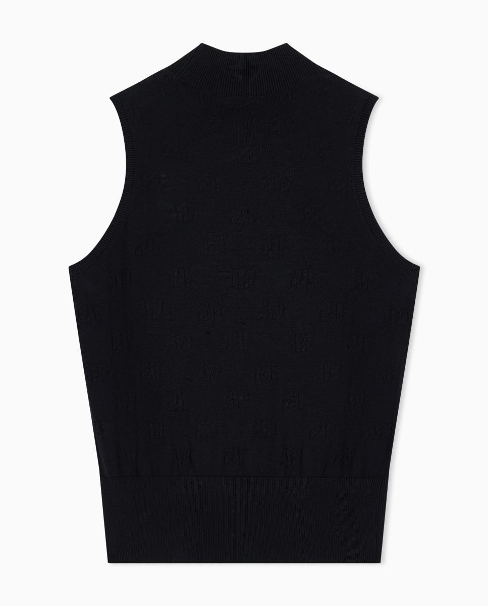 Camisola de Malha sem Mangas com Estampado Multilogo no Tom Preto-6