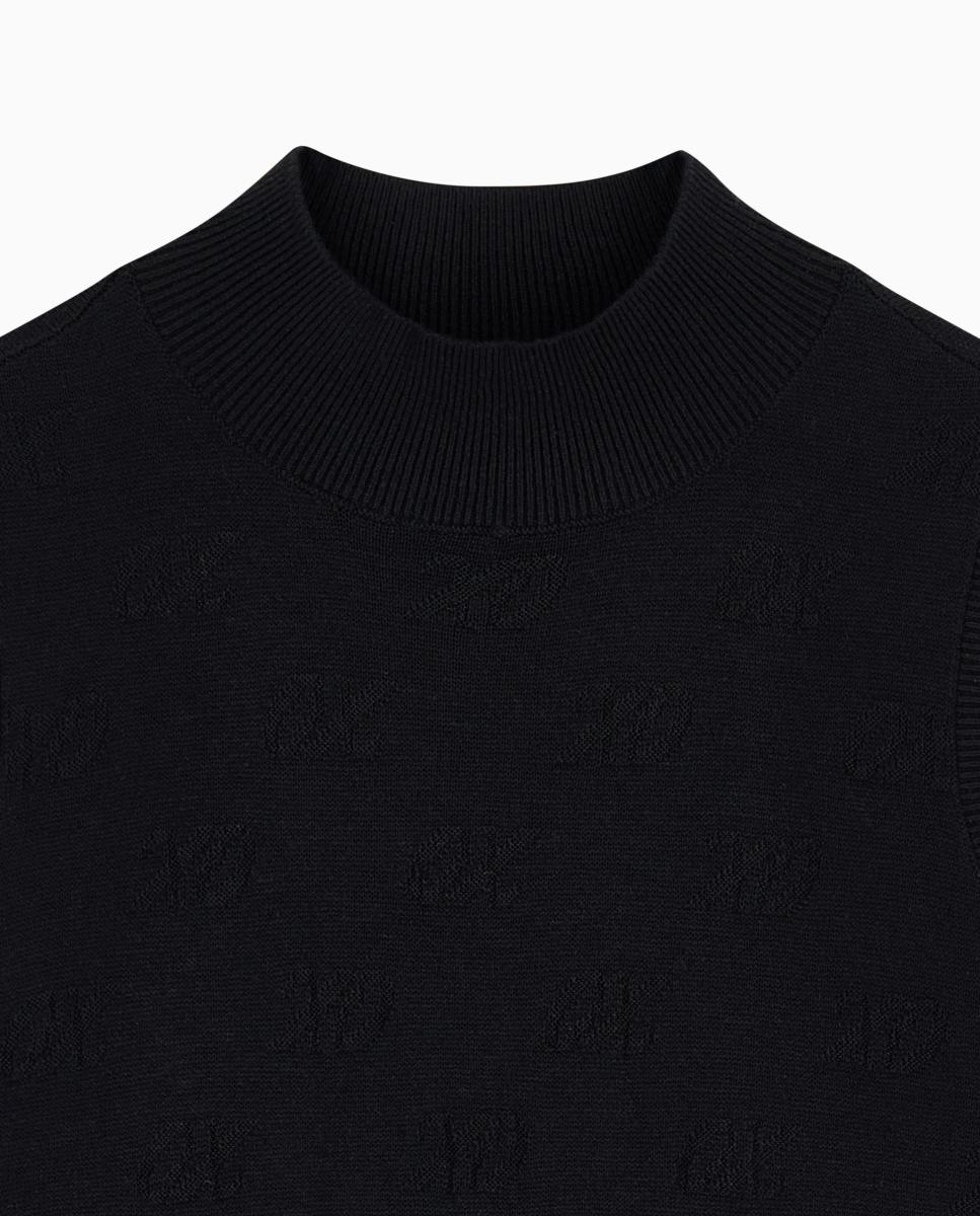 Camisola de Malha sem Mangas com Estampado Multilogo no Tom Preto-7