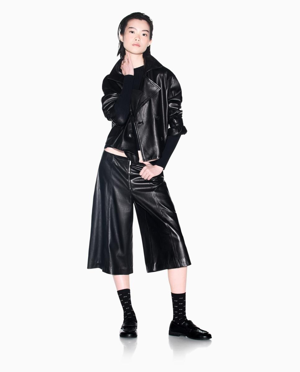 Camisola de Malha com Manga Comprida Canelada Preto-4