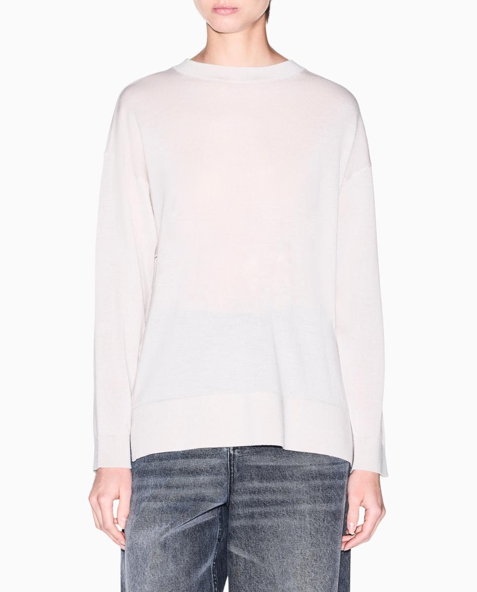 Camisola de Malha Merino com Logótipo Jacquard Icon Cinzento-claro-1