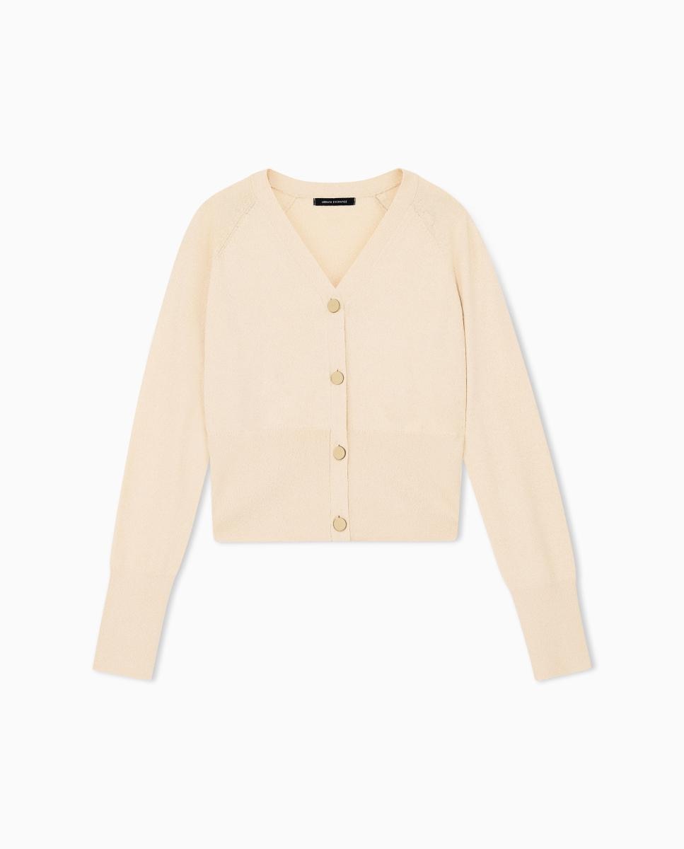 Cardigan de Fio Metalizado Slim Fit Ouro-5
