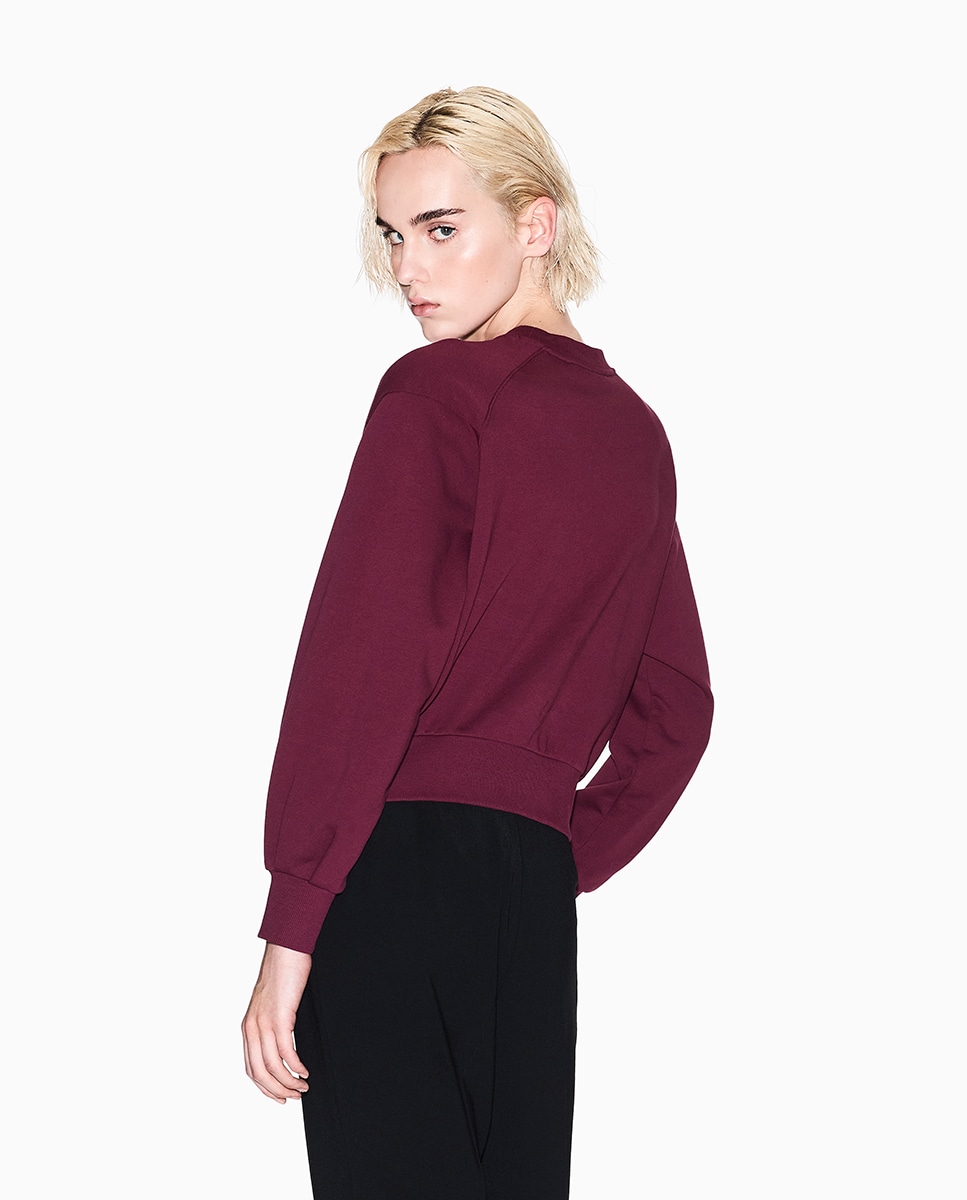Sweatshirt em French Terry com Logótipo Bordeaux-2
