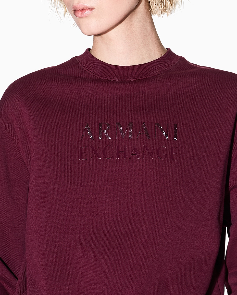 Sweatshirt em French Terry com Logótipo Bordeaux-3