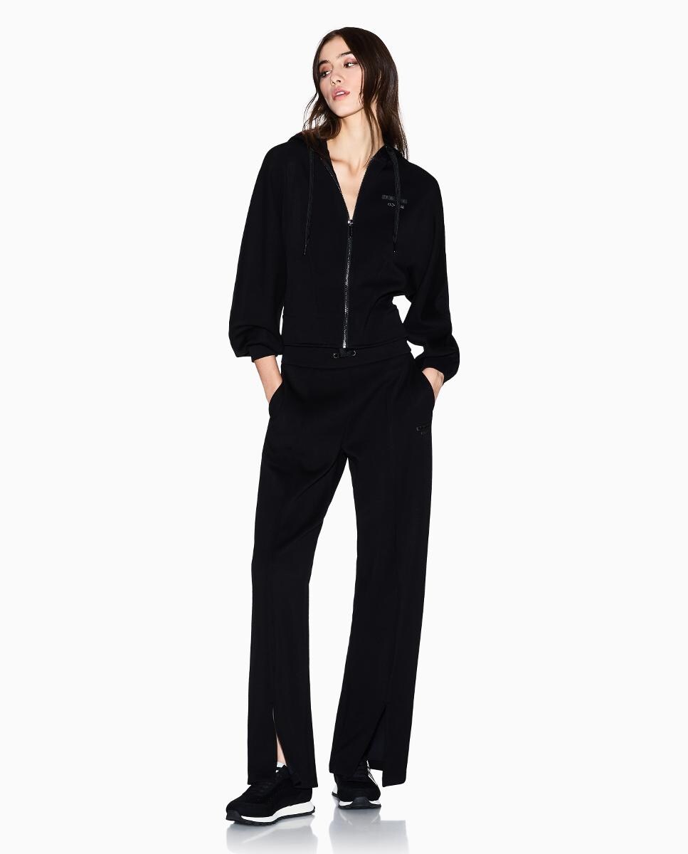 Sweatshirt com Capuz e Fecho de Correr Preto-5