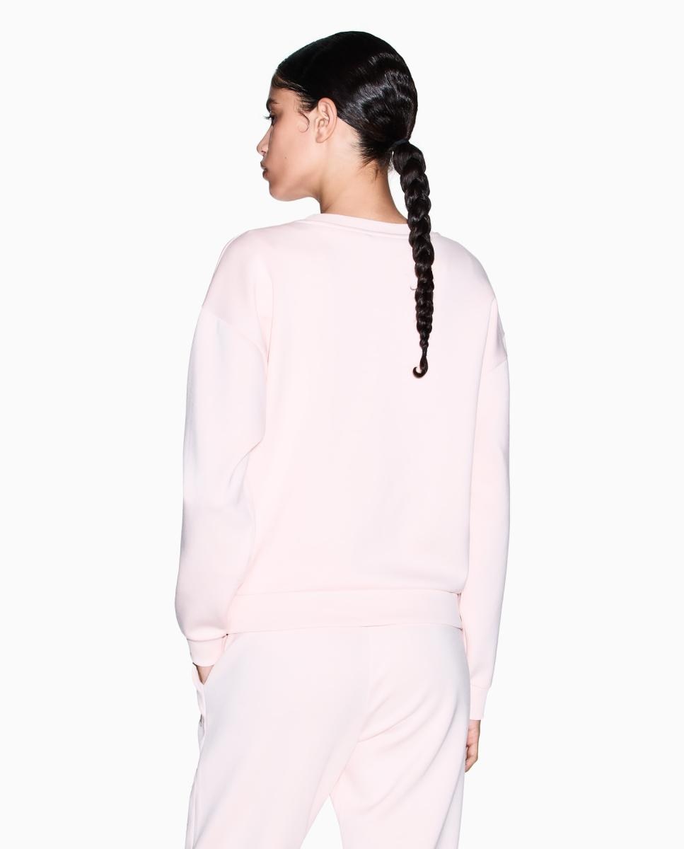 Sweatshirt com Decote Redondo e Logótipo Bordado Rosa-claro-3