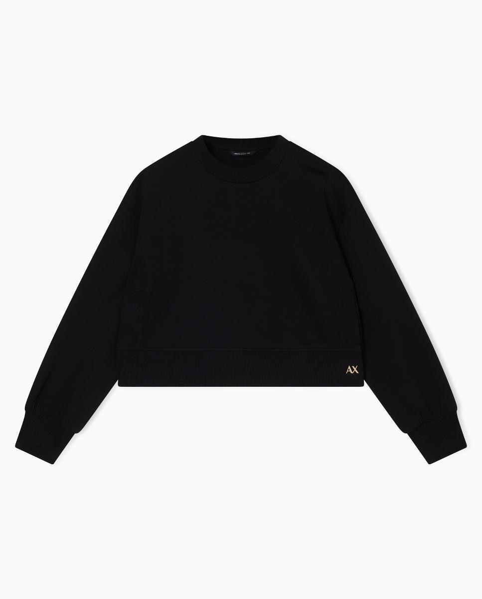 Sweatshirt com Decote Redondo e Abertura Lateral Preto-3