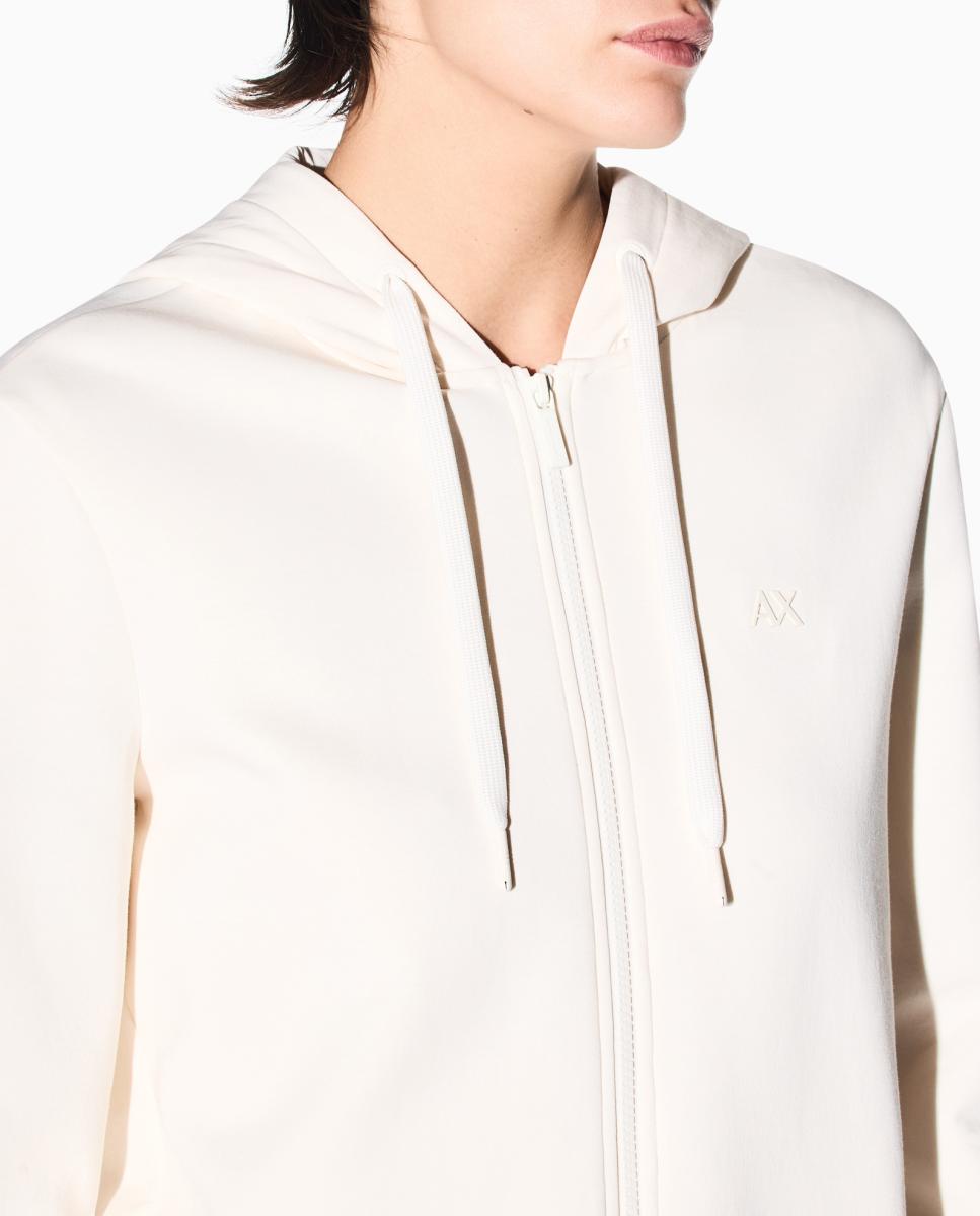 Sweatshirt com Capuz e Fecho de Correr Cru-3