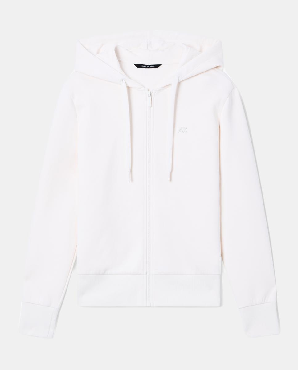 Sweatshirt com Capuz e Fecho de Correr Cru-4