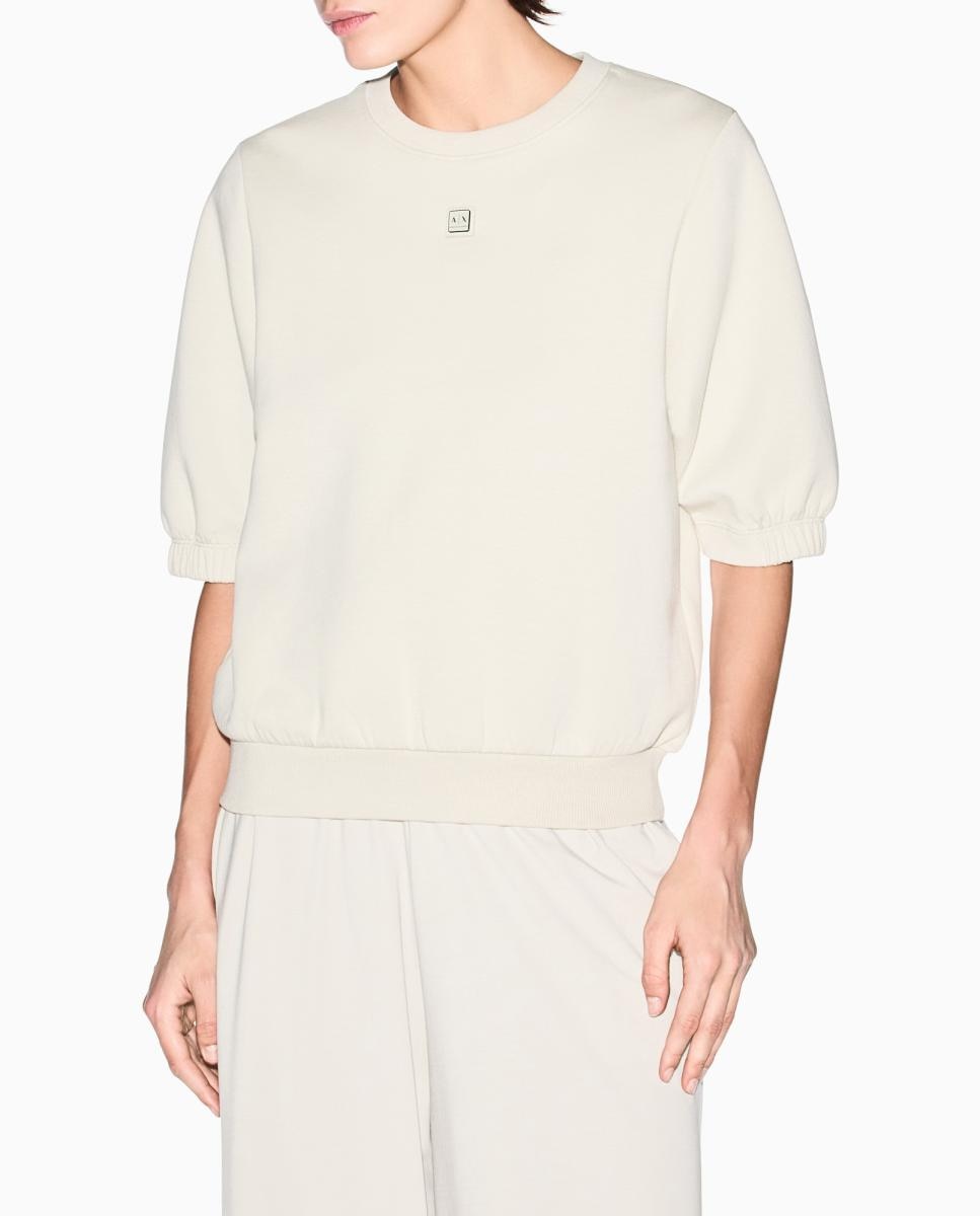 Armani Exchange - Sudadera de mujer manga corta con logo placa.