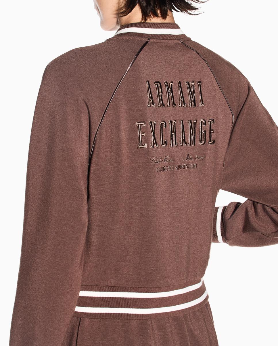 Sweatshirt Tipo Blusão Bomber com Logótipo Castanho-3
