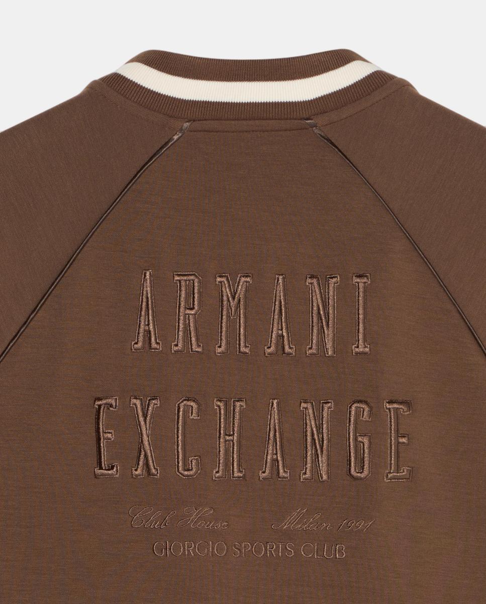 Sweatshirt Tipo Blusão Bomber com Logótipo Castanho-4