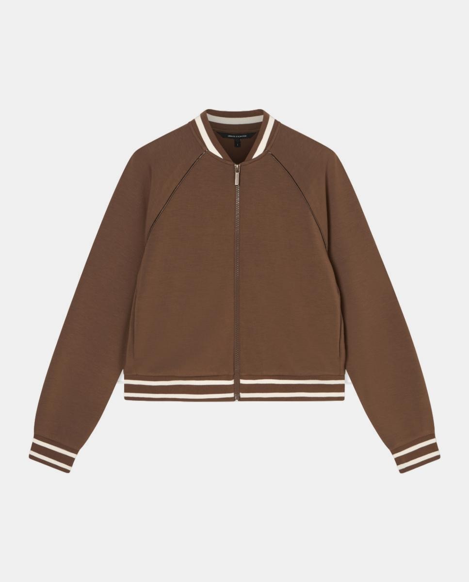 Sweatshirt Tipo Blusão Bomber com Logótipo Castanho-5
