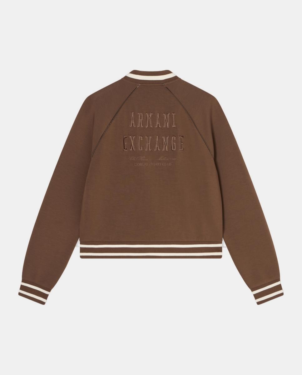Sweatshirt Tipo Blusão Bomber com Logótipo Castanho-6