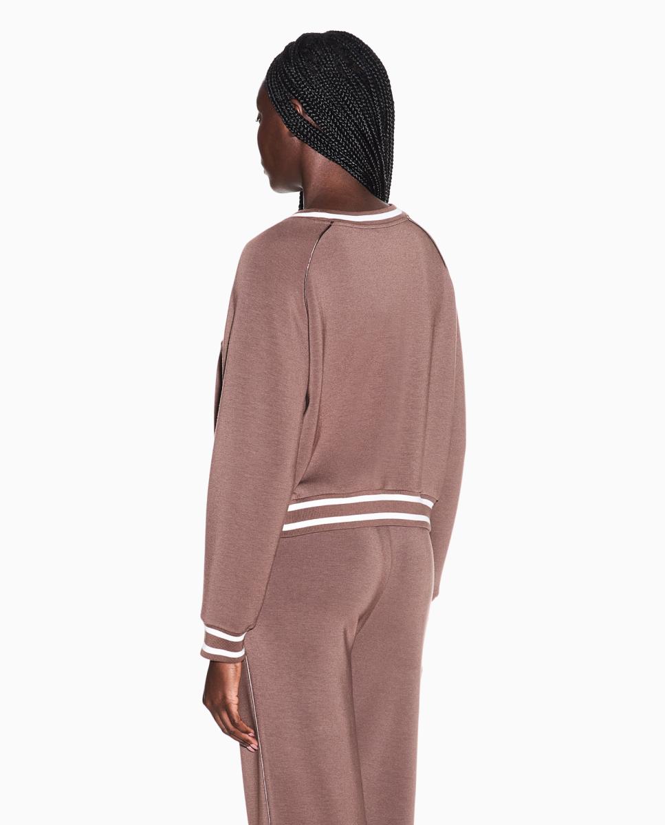 Sweatshirt com Logótipo à Frente em Interlock Castanho-2